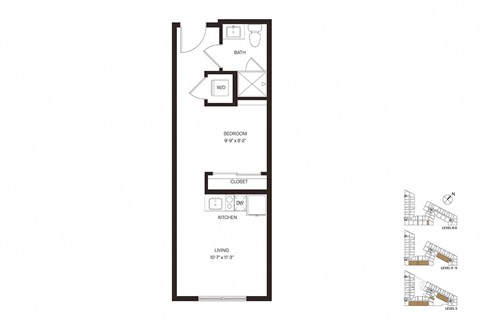 Floor plan for studio, 1 bath, 420 sqft